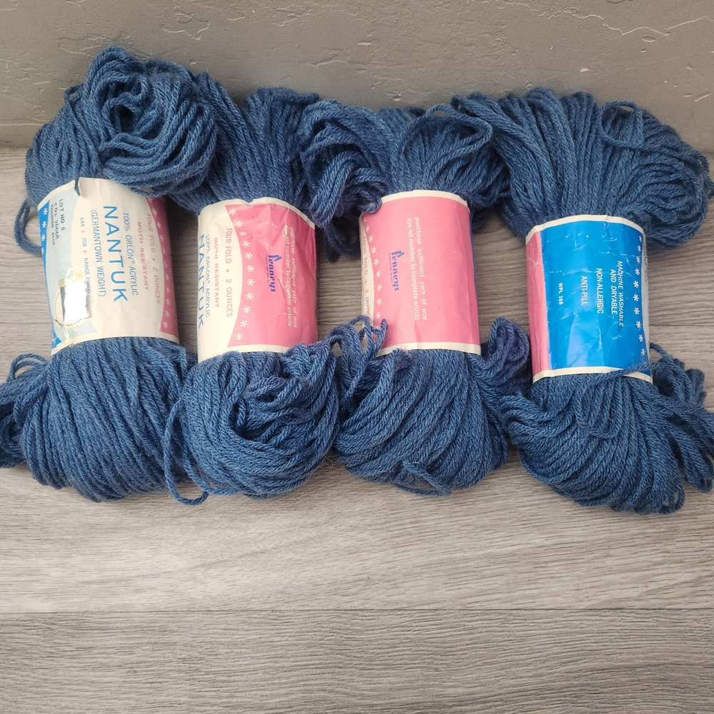 Vintage Penneys Frosted Blue Nantuk Yarn 8oz Germantown Weight Orlon Acrylic - Picture 6 of 12